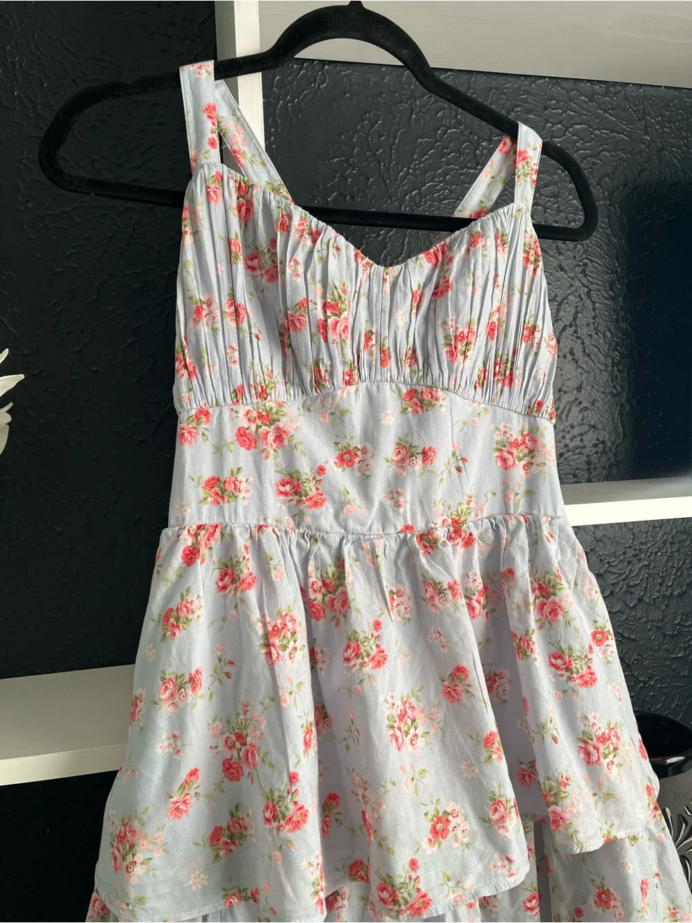Abercrombie & Fitch Light Blue Floral Tiered Maxi Dress L